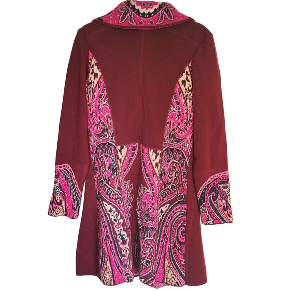 Cachemiras Paisley Wool Long Cardigan Pink Red Vintage M Artsy Victorian Fairy - Picture 3 of 6
